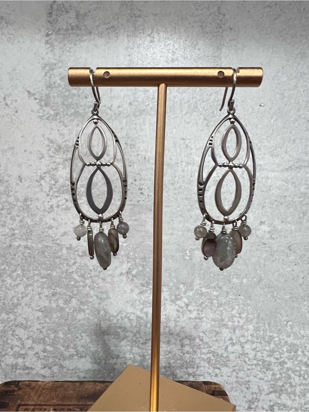 Silpada Sterling Silver Feldspar And Shell Infinity Chandelier Earrings